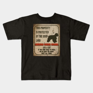 American cocker spaniel Silhouette Vintage Humorous Guard Dog Warning Sign Kids T-Shirt